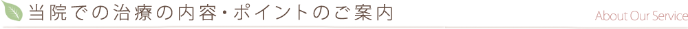 当院での治療の内容・ポイントのご案内